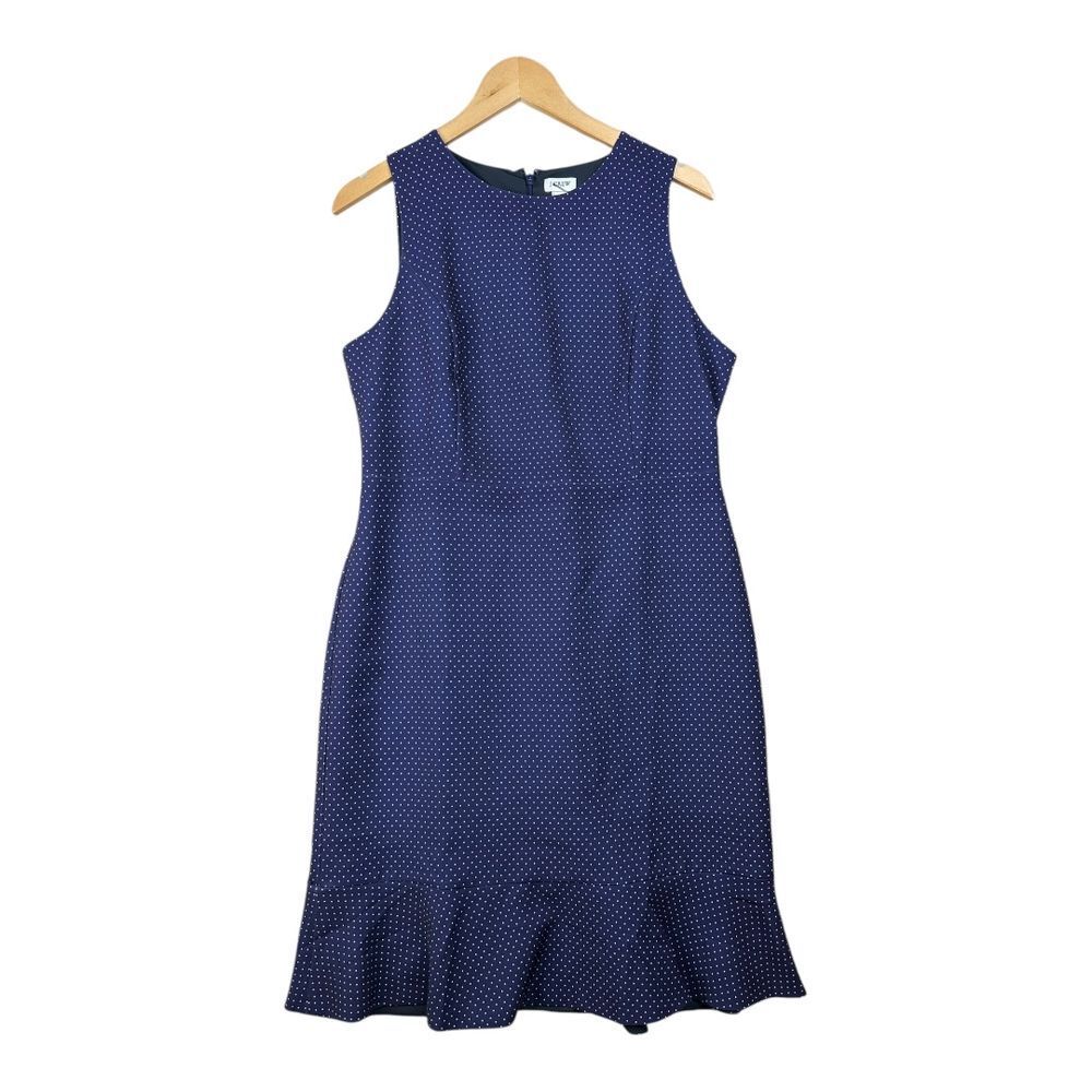 J. Crew Sleeveless Flounce Hem Polka Dot Dress size 12 Blue/White